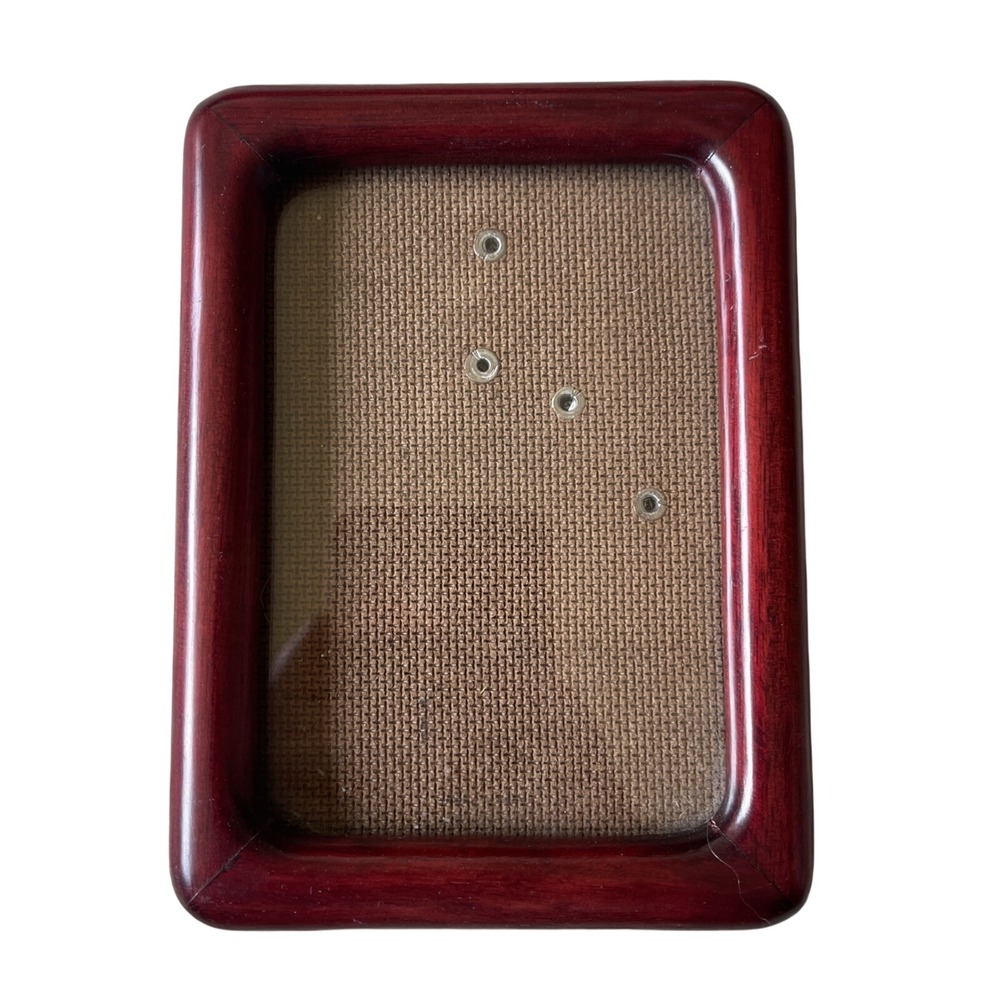 4x5.5 Wood Frame Dark Red Cherry Wood Picture Frame Rounded Corners Vintage